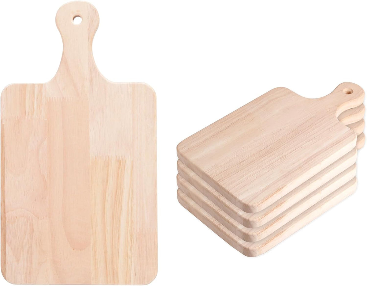 4-Pack 13.5"x 7.5" Wood Serving Boards Set | Unfinished Wood Crafts with Handle | Wooden Cutting Boards Bulk for Charcuterie,Cheese,Meat,Bread,Vegetabes & Fruits