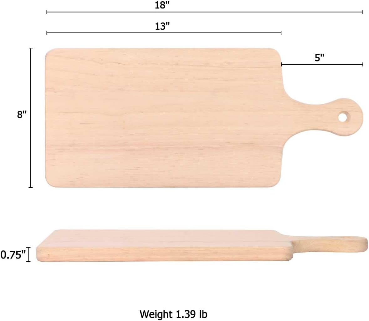 4-Pack 13.5"x 7.5" Wood Serving Boards Set | Unfinished Wood Crafts with Handle | Wooden Cutting Boards Bulk for Charcuterie,Cheese,Meat,Bread,Vegetabes & Fruits