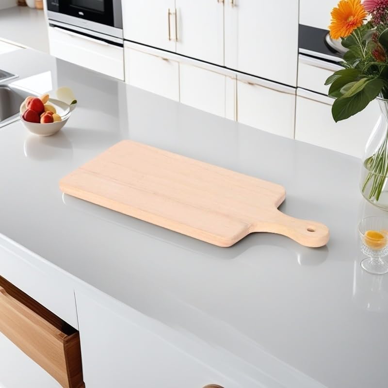 4-Pack 13.5"x 7.5" Wood Serving Boards Set | Unfinished Wood Crafts with Handle | Wooden Cutting Boards Bulk for Charcuterie,Cheese,Meat,Bread,Vegetabes & Fruits