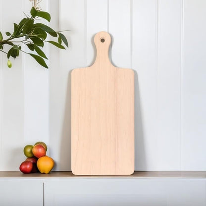 4-Pack 13.5"x 7.5" Wood Serving Boards Set | Unfinished Wood Crafts with Handle | Wooden Cutting Boards Bulk for Charcuterie,Cheese,Meat,Bread,Vegetabes & Fruits