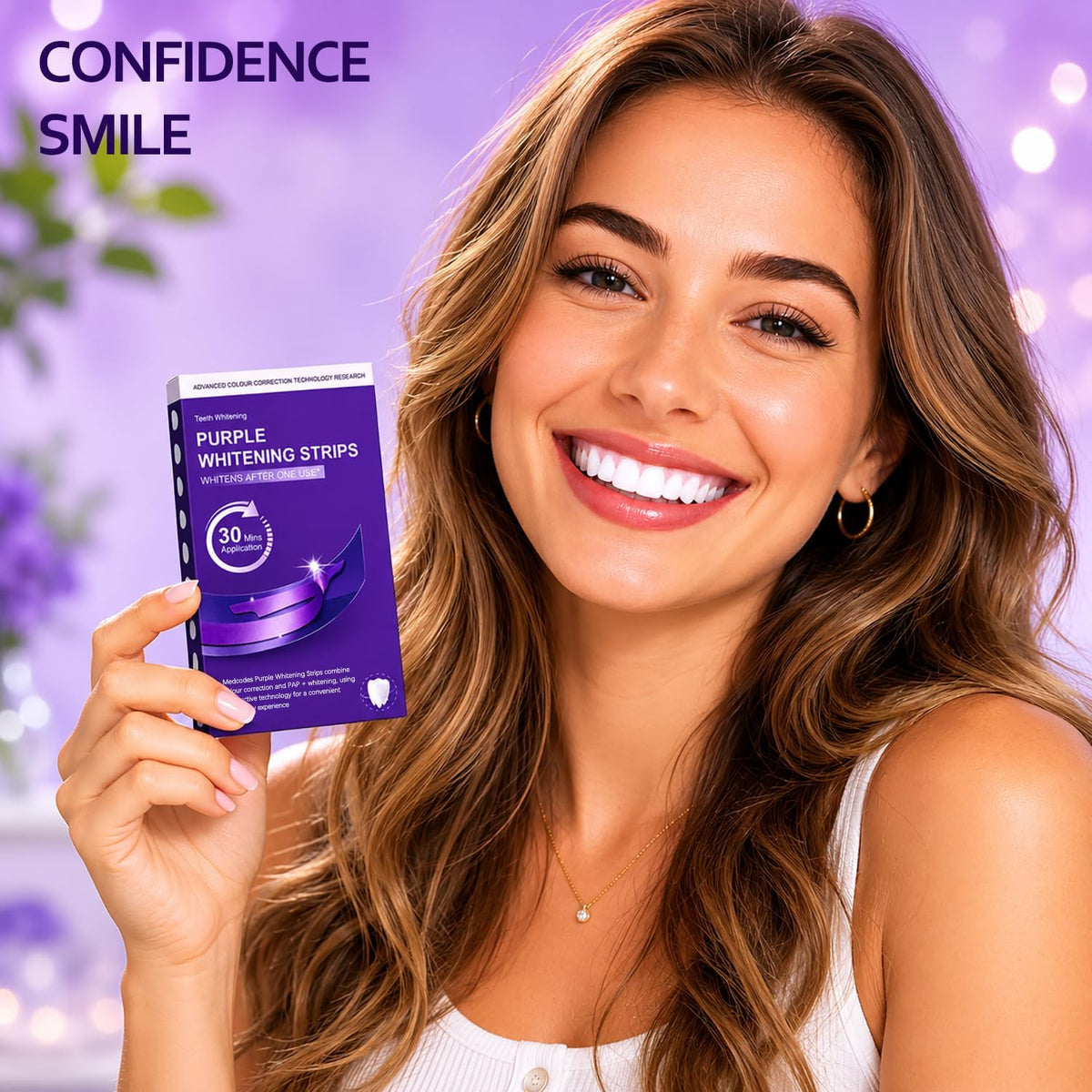Purple Teeth Whitening Strips - 14 Teeth Whitener Strips (7 Uses)