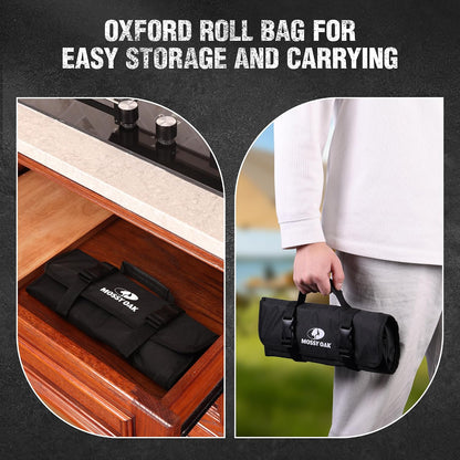 Butcher Knife Set with Oxford Roll Bag, 3-Piece | Hand Forged Chef Knives, Meat Cleavers Full Tang Handle for Cutting, Boning and Chopping, Kitchen Knives for Cooking, Camping