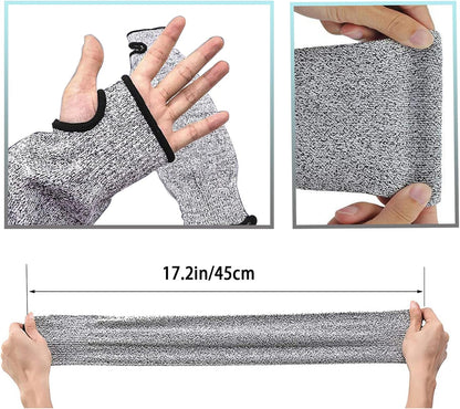 2PCS Protective Arm Sleeves Level 5 Cut Resistant Sleeve with Thumb Hole Cut Proof Arm Guards Grey Garden Sleeve for Women Men Garden Kitchen 17.7 Inch (1 Pair)