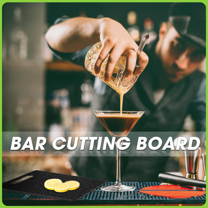 2 Pcs Small Cutting Board for Kitchen Mini Plastic Cutting Board Set Bar Dishwasher Safe Granite Color Food for Camping Food Fruits Prep Vegetables Easy Grip(6" x 10",Black)