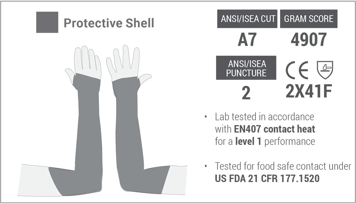 Helix 2041 A7 Cut Resistant 18" Arm Sleeve with Thumb Hole, Lightweight 13-Gauge Knit, Breathable Protection | X-Large
