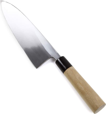 Japanese Sushi Fillet Chef Knife Shiroko(White Steel)-No.2 D-Shape Magnolia Wood Handle, Deba 8.3-inch (210mm)