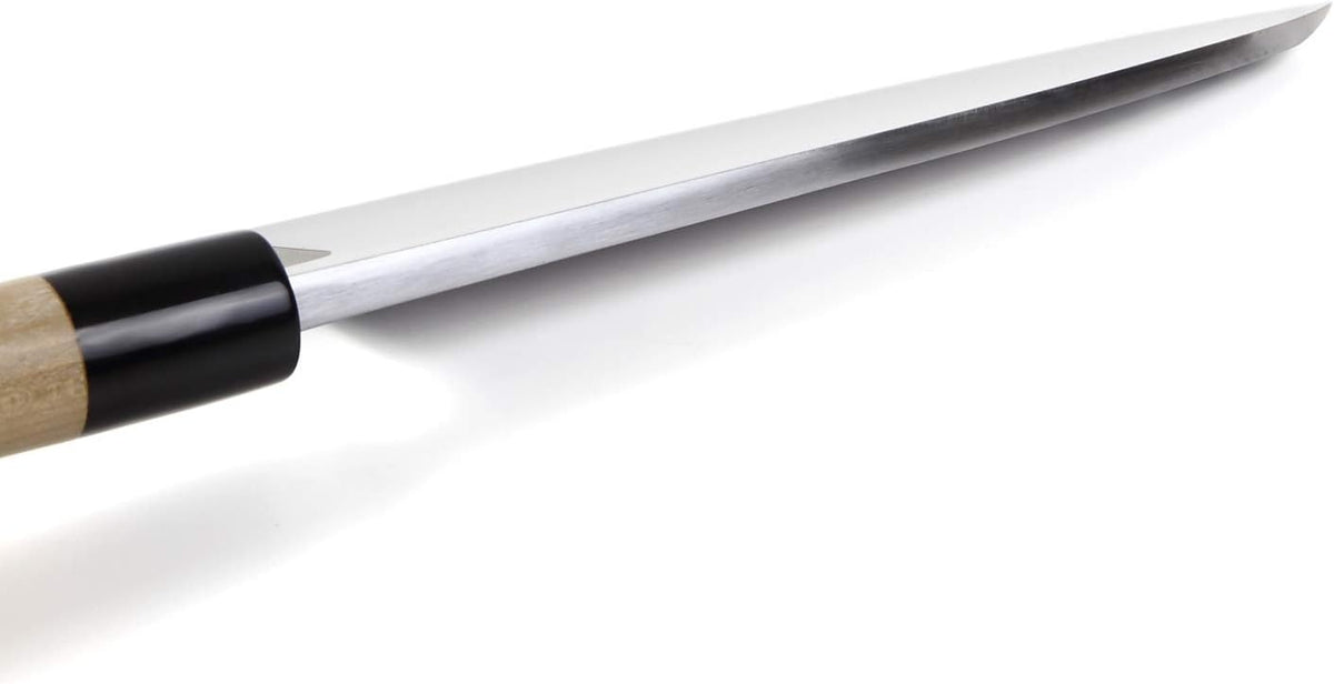 Japanese Sushi Fillet Chef Knife Shiroko(White Steel)-No.2 D-Shape Magnolia Wood Handle, Deba 8.3-inch (210mm)