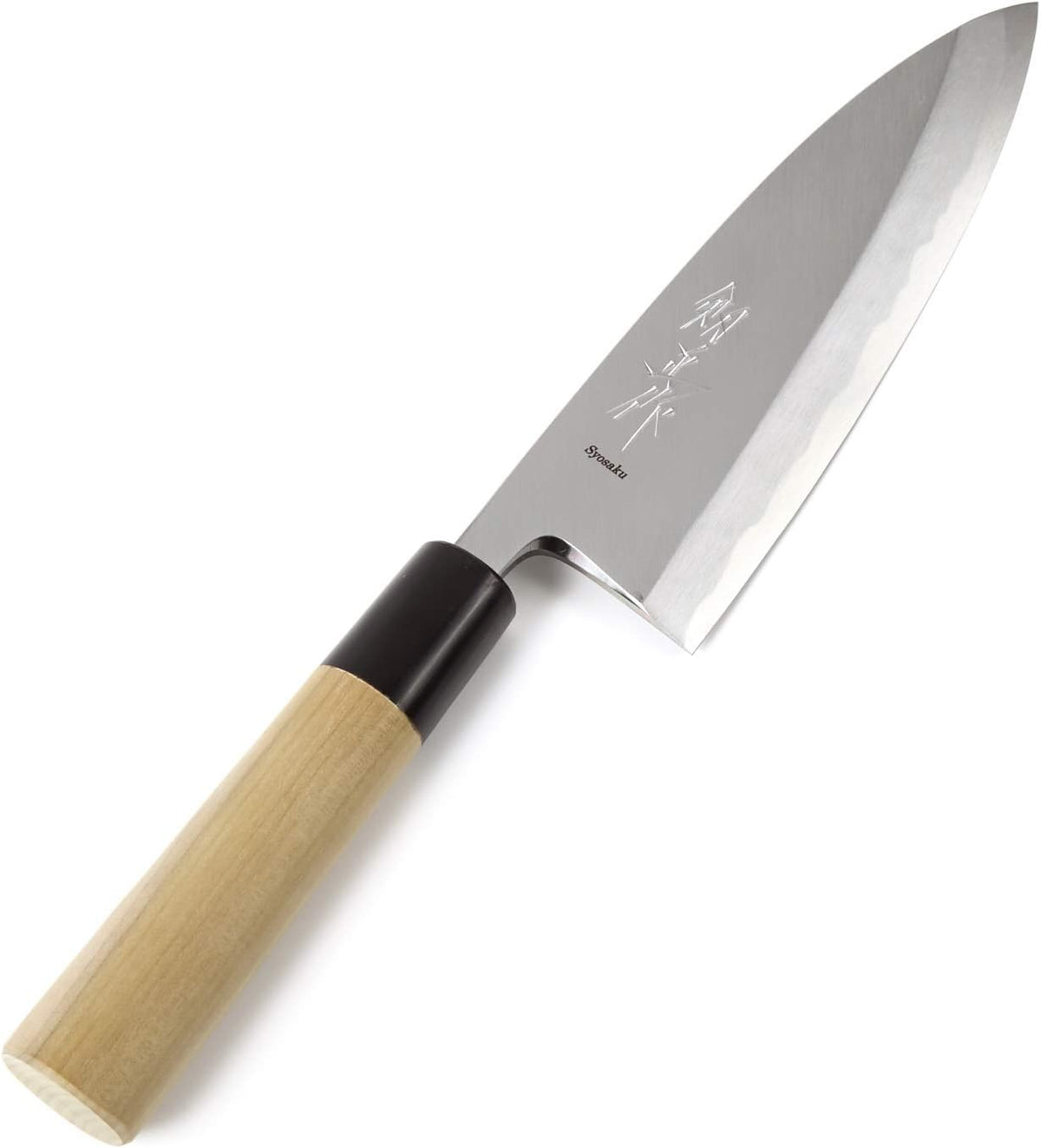 Japanese Sushi Fillet Chef Knife Shiroko(White Steel)-No.2 D-Shape Magnolia Wood Handle, Deba 8.3-inch (210mm)