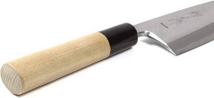 Japanese Sushi Fillet Chef Knife Shiroko(White Steel)-No.2 D-Shape Magnolia Wood Handle, Deba 8.3-inch (210mm)