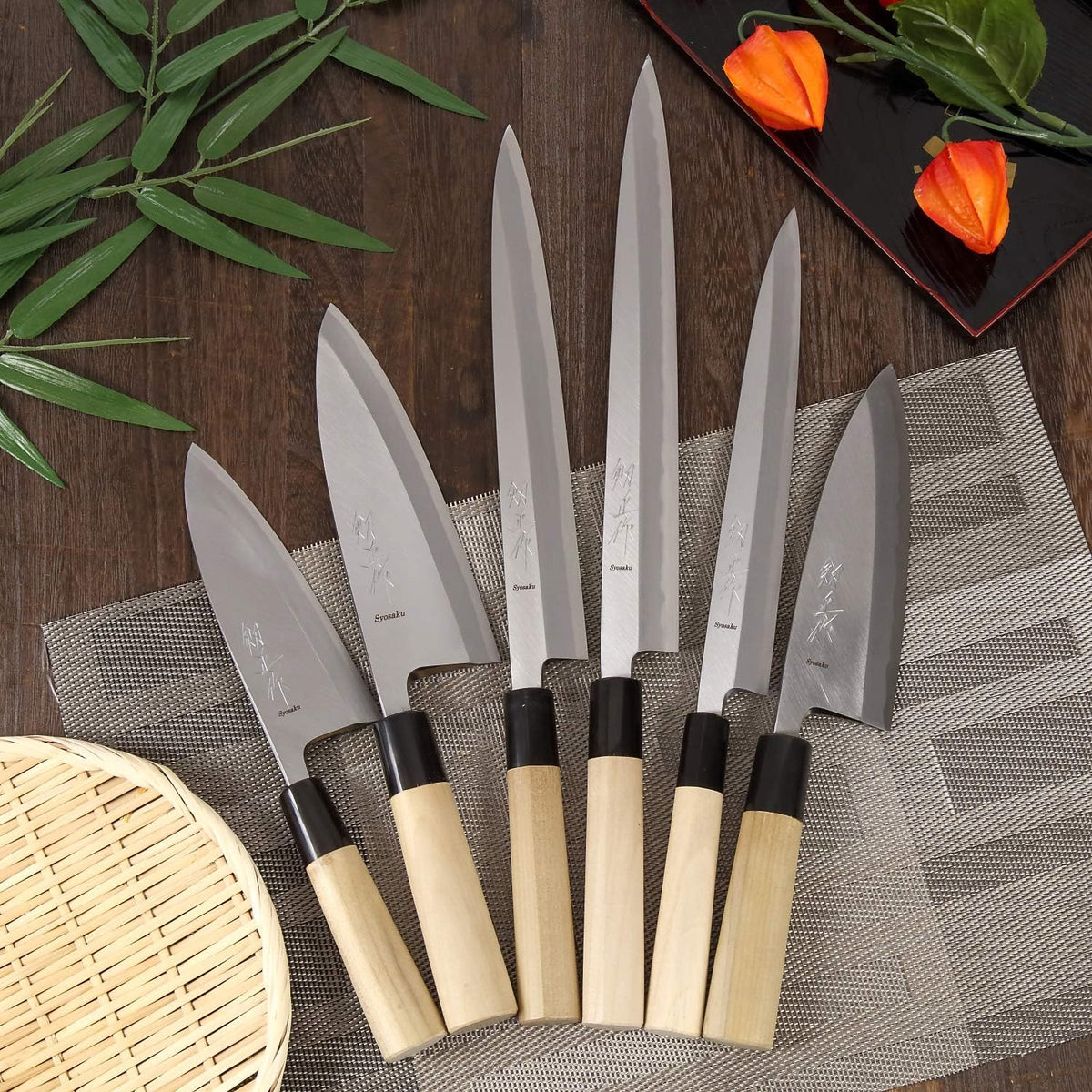 Japanese Sushi Fillet Chef Knife Shiroko(White Steel)-No.2 D-Shape Magnolia Wood Handle, Deba 8.3-inch (210mm)