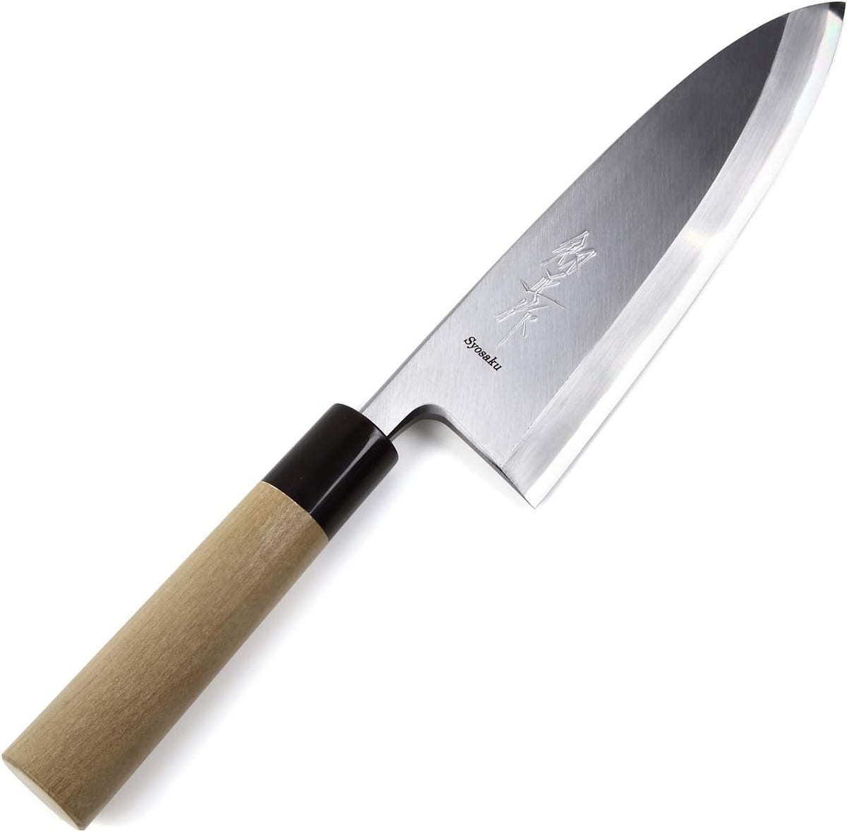 Japanese Sushi Fillet Chef Knife Shiroko(White Steel)-No.2 D-Shape Magnolia Wood Handle, Deba 8.3-inch (210mm)