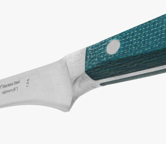 Forged Boning Knife in Nitrum Stainless Steel, Professional 6 Inch Butcher Knife for Removing Meat from Bones, Ergonomic Blue Handle, Brooklyn Series