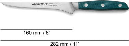 Forged Boning Knife in Nitrum Stainless Steel, Professional 6 Inch Butcher Knife for Removing Meat from Bones, Ergonomic Blue Handle, Brooklyn Series