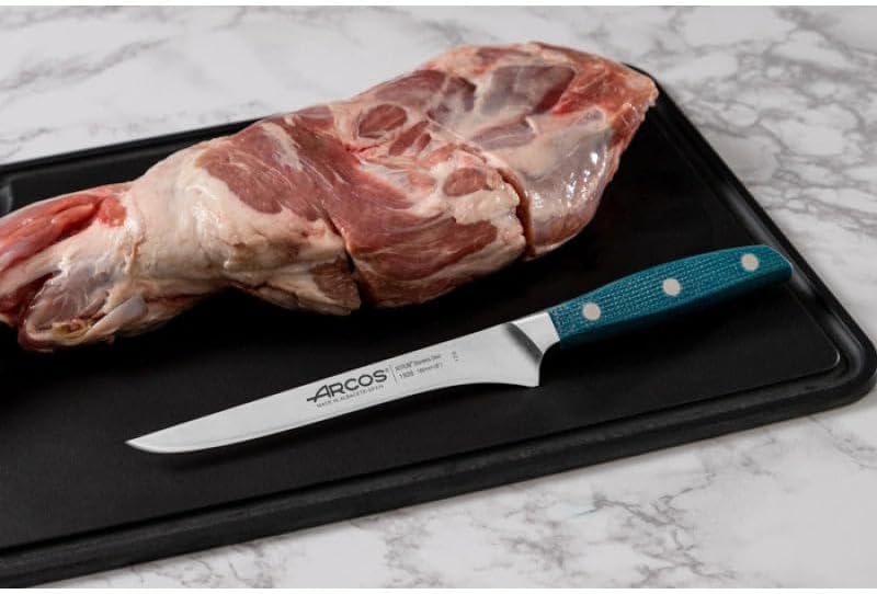 Forged Boning Knife in Nitrum Stainless Steel, Professional 6 Inch Butcher Knife for Removing Meat from Bones, Ergonomic Blue Handle, Brooklyn Series