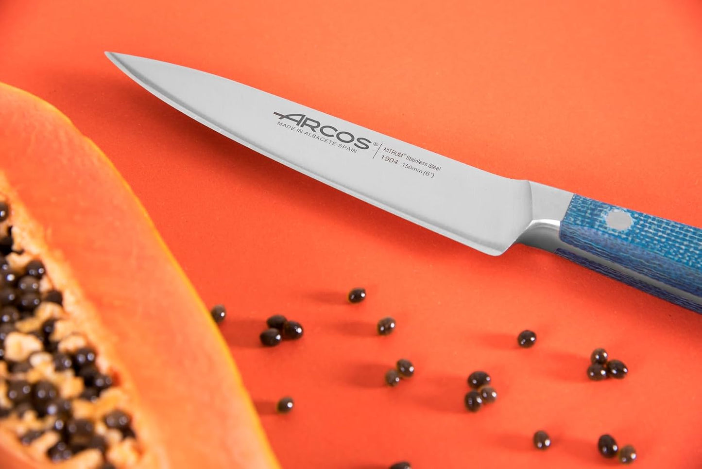 Forged Boning Knife in Nitrum Stainless Steel, Professional 6 Inch Butcher Knife for Removing Meat from Bones, Ergonomic Blue Handle, Brooklyn Series