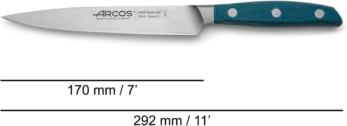 Forged Boning Knife in Nitrum Stainless Steel, Professional 6 Inch Butcher Knife for Removing Meat from Bones, Ergonomic Blue Handle, Brooklyn Series