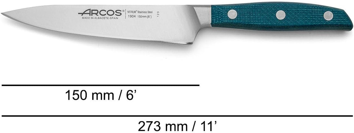 Forged Boning Knife in Nitrum Stainless Steel, Professional 6 Inch Butcher Knife for Removing Meat from Bones, Ergonomic Blue Handle, Brooklyn Series