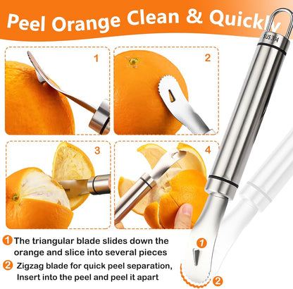Stainless Steel Orange Peeler, Triangular & Zigzag Blade, Orange Citrus Peeler Gadget
