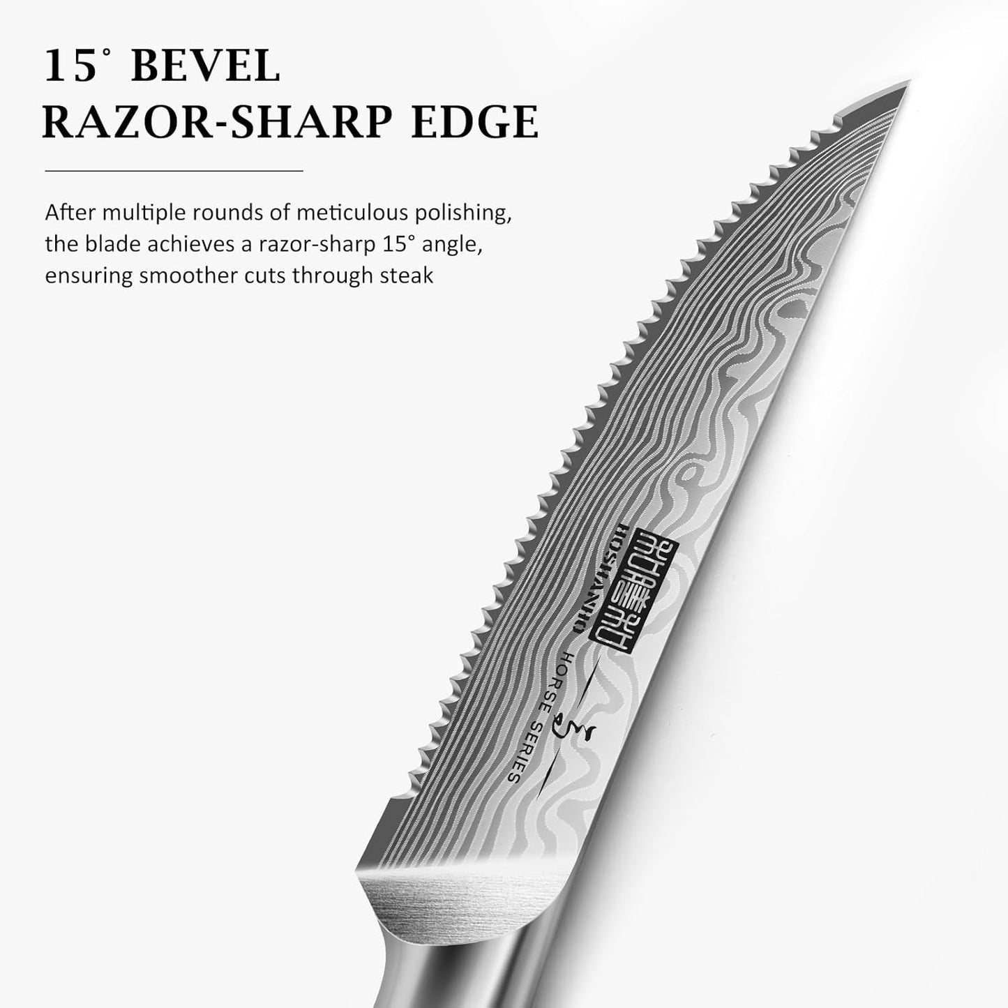 Steak Knives Set of 6, 4.5 Inch Japanese Serrated Steak Knife Set | Ultra Sharp High Carbon Powder Steel Steak Knife, Effortless Cutting Dinner Knives with Pakkawood Handle, Cooking Gifts