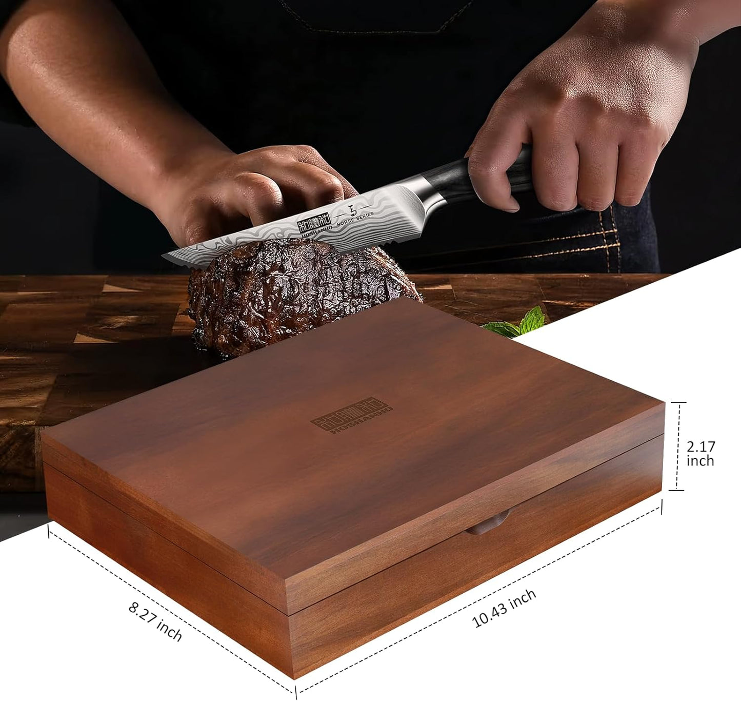 Steak Knives Set of 6, 4.5 Inch Japanese Serrated Steak Knife Set | Ultra Sharp High Carbon Powder Steel Steak Knife, Effortless Cutting Dinner Knives with Pakkawood Handle, Cooking Gifts