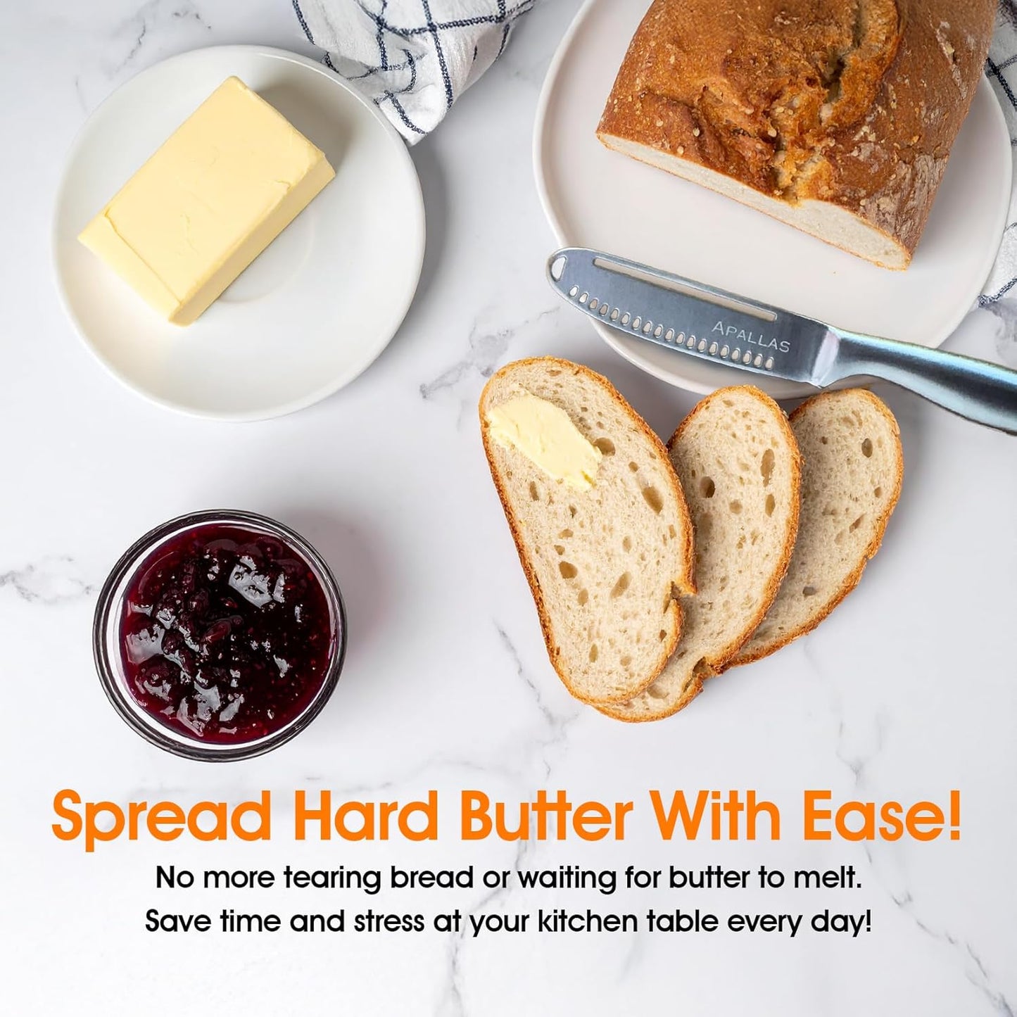 Butter Knife Spreader and Curler - Complete Your Kitchen Knives Set with Stainless Steel Butter Knife for Hard Butter with Ergonomic Handle