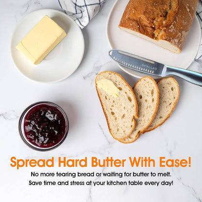 Butter Knife Spreader and Curler - Complete Your Kitchen Knives Set with Stainless Steel Butter Knife for Hard Butter with Ergonomic Handle