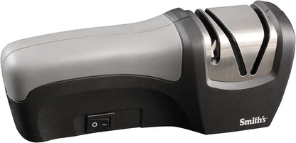 Smith's 50005 Edge Pro Compact Electric Knife Sharpener - Yellow & Grey - Straight Edge 2 Stage Sharpener - Electric & Manual Sharpening - Blade Guide - Outdoor & Kitchen - Pocket & Filet Knives