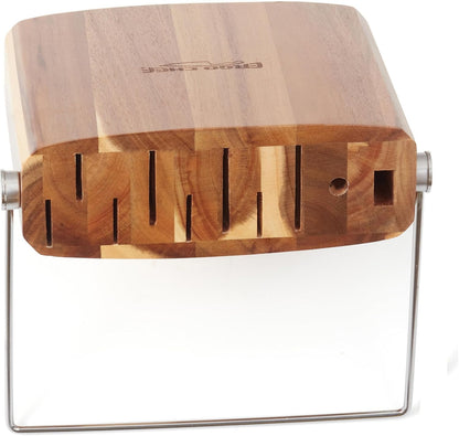 Premium Acacia Wood Knife Block - 10 Slot Holder for Kitchen Knives, Scissors, and Sharpening Rods (knives Sold Separately)
