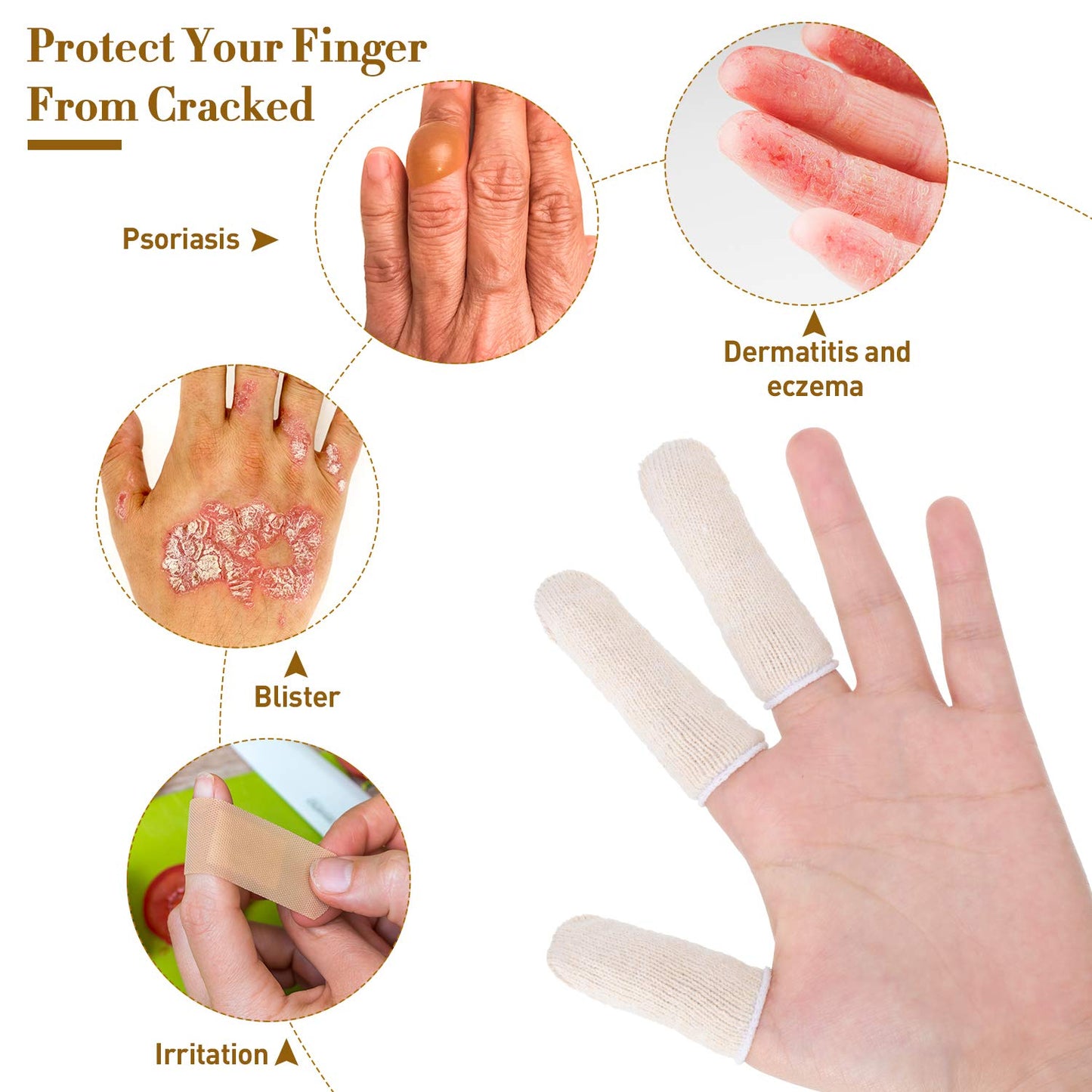 50 Pieces Cotton Finger Cots Cotton Finger Protector Gauze Thumb Sleeves Fingertips Protective Covers Ear Cleaning Wipes for Cut Injury Wounds Gardening Fitness and Cargo Handling