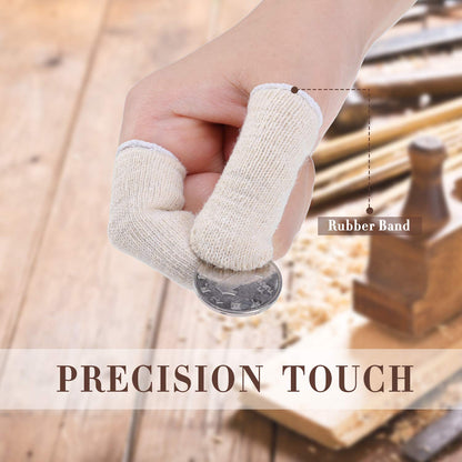 50 Pieces Cotton Finger Cots Cotton Finger Protector Gauze Thumb Sleeves Fingertips Protective Covers Ear Cleaning Wipes for Cut Injury Wounds Gardening Fitness and Cargo Handling