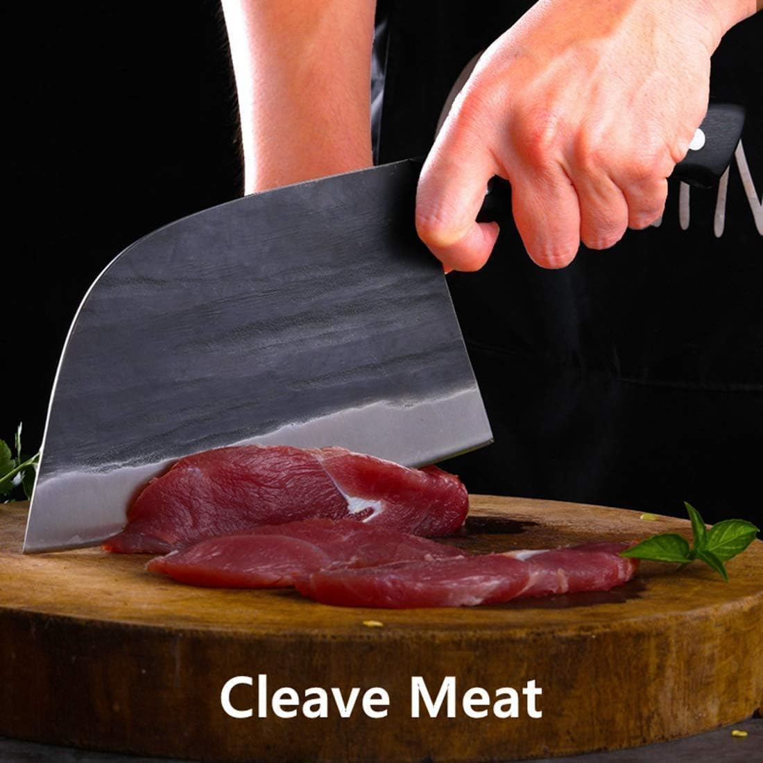 Forging Serbian Chef Knife Kitchen Chef Knives Full Tang High Carbon Clad Steel Almasi Butcher Cleaver with Leather Sheath Thanksgiving Gifts for Men Women (B-Almasi Knife)