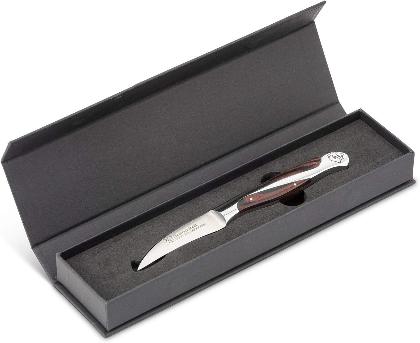 Bird's Beak Paring Knife - German High Carbon Steel - Sharp Small Kitchen Knife for Vegetables and Fruits - Ergonomic Quad-Tang Pakkawood Handle