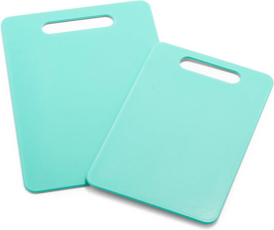 Cutting Board Set 8x12" & 10x14", Extra Durable, Meal Prep, Non-Slip, Grip Handles, Crack Resistant, Dishwasher Safe, Reversible, Versatile Kitchen Essentials, Turquoise