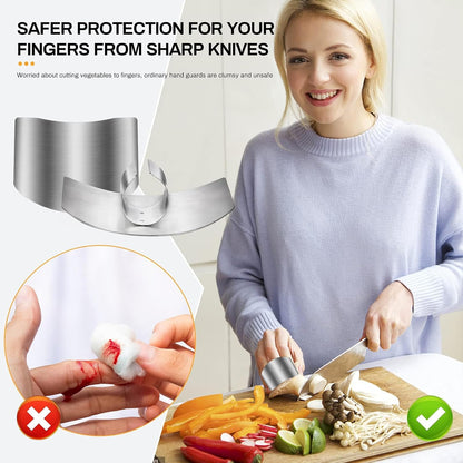 Stainless Steel Finger Guard, 2025 New Finger Protector for Cutting Food, Slicing Tool Finger Protector for Kitchen, Stainless Steel Finger Protector for Cutting, Chopping, Dicing, Slicing (2pcs)