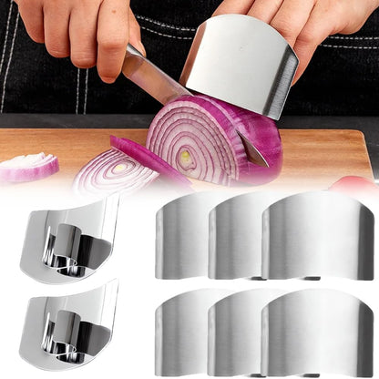 Stainless Steel Finger Guard, 2025 New Finger Protector for Cutting Food, Slicing Tool Finger Protector for Kitchen, Stainless Steel Finger Protector for Cutting, Chopping, Dicing, Slicing (2pcs)