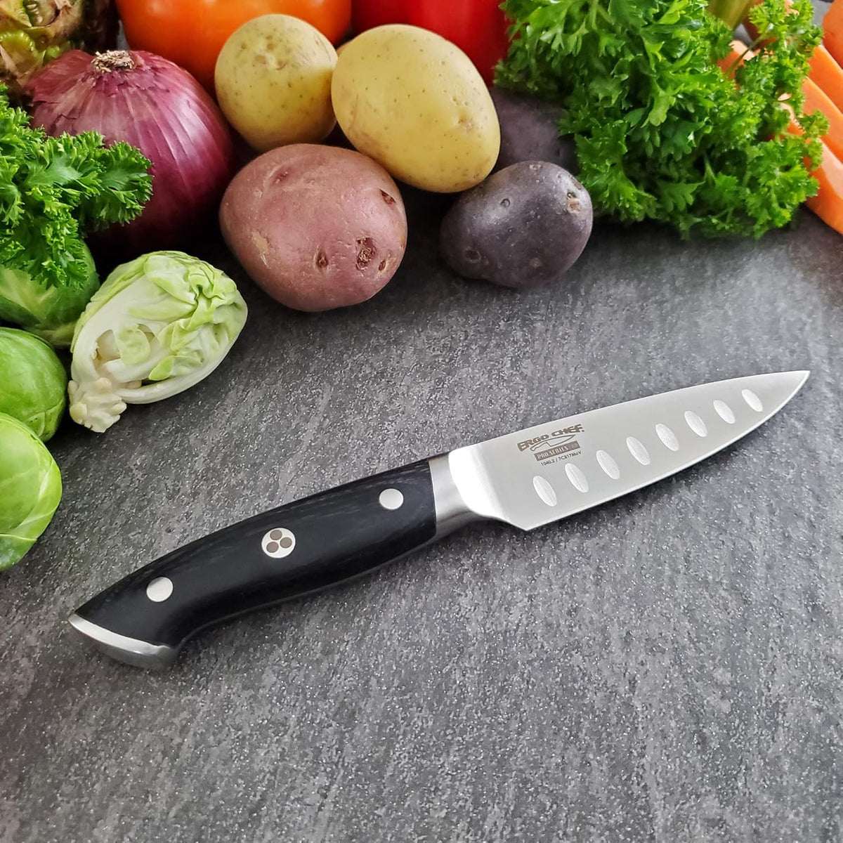 Pro Series 2.0 4-Inch Paring Knife - Expertly Forged High Carbon 7Cr17MoV Steel, Ergonomic Black Pakkawood Handle, Ultimate Fruit & Vegetable Peeling Companion