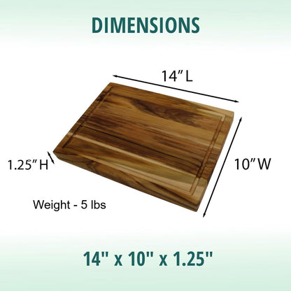 Teak End Grain Cutting Board 17"x18", FSC Teakwood Butcher Block with Juice Groove, Waste Chute & Handles, Solid Wood Cutting Board for Kitchen, Carving & Stove-Top Prep