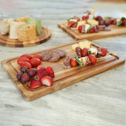 Teak End Grain Cutting Board 17"x18", FSC Teakwood Butcher Block with Juice Groove, Waste Chute & Handles, Solid Wood Cutting Board for Kitchen, Carving & Stove-Top Prep