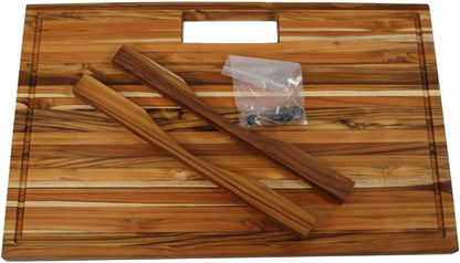 Teak End Grain Cutting Board 17"x18", FSC Teakwood Butcher Block with Juice Groove, Waste Chute & Handles, Solid Wood Cutting Board for Kitchen, Carving & Stove-Top Prep