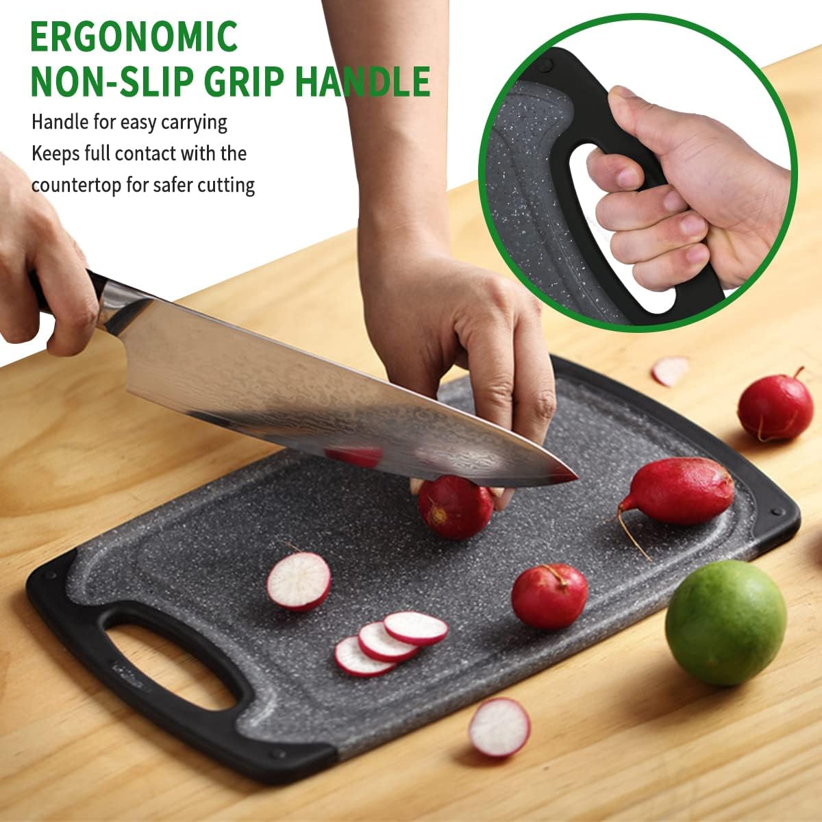 Pak Cutting Boards Set, Chopping Board, Plastic Cutting Boards for Kitchen, Dishwasher Safe, BPA Free, Large, Meat Cutting Board, Slip Resistant, Juice Grooves