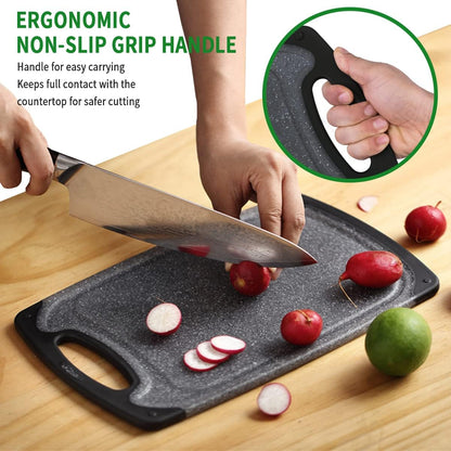 Pak Cutting Boards Set, Chopping Board, Plastic Cutting Boards for Kitchen, Dishwasher Safe, BPA Free, Large, Meat Cutting Board, Slip Resistant, Juice Grooves