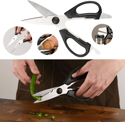 7 Pieces Damascus Kitchen Knife Set with Block, ABS Ergonomic Handle for Chef Knives, Kitchen Shears, Knife Block Set for Chopping, Slicing & Cutting