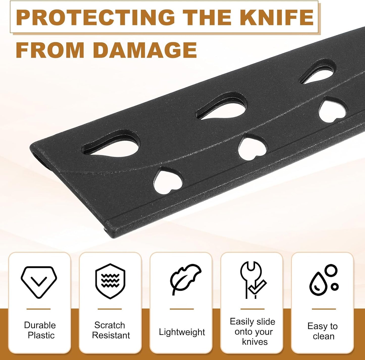 3Pcs Plastic Safety Knife Cover Sleeves for 5" Paring Knife, Chopping Knife Guard Blade Protector Universal Knife Sheath for Kitchen Bar, White