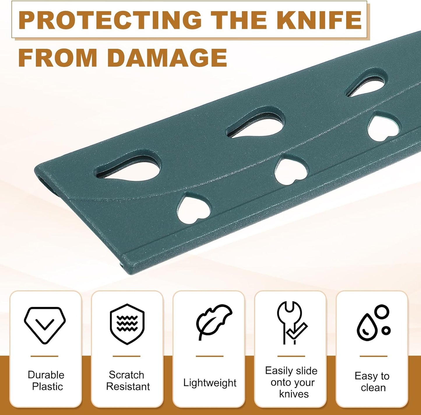3Pcs Plastic Safety Knife Cover Sleeves for 5" Paring Knife, Chopping Knife Guard Blade Protector Universal Knife Sheath for Kitchen Bar, White