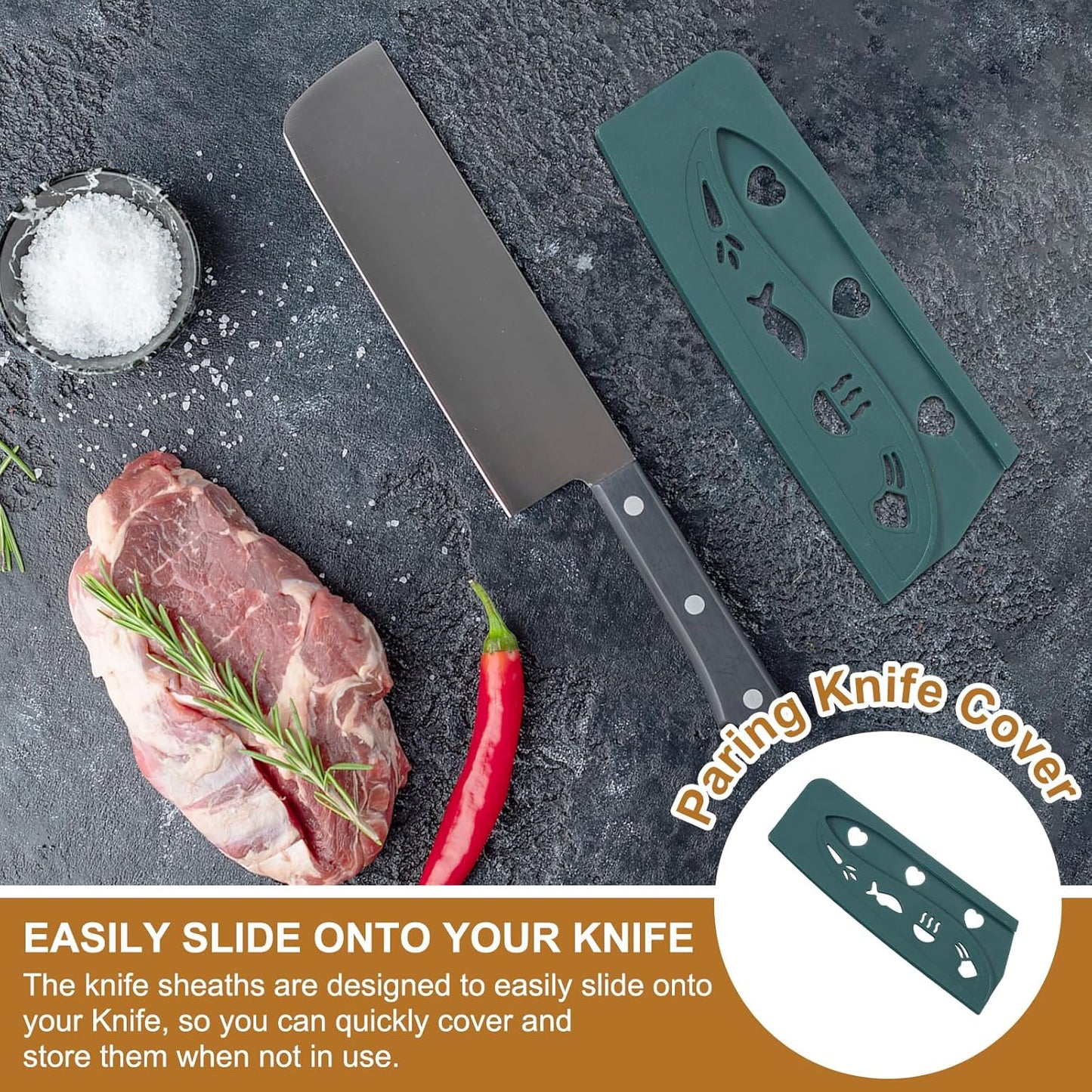 3Pcs Plastic Safety Knife Cover Sleeves for 5" Paring Knife, Chopping Knife Guard Blade Protector Universal Knife Sheath for Kitchen Bar, White