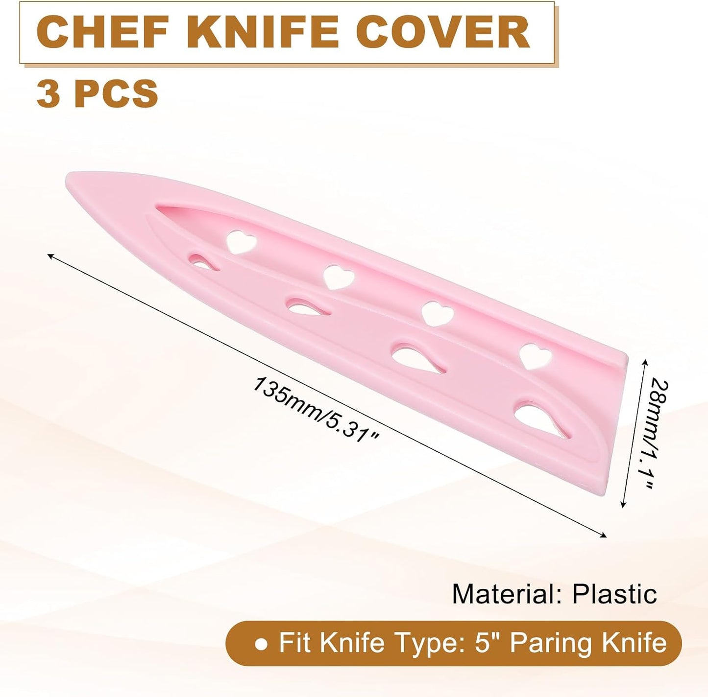 3Pcs Plastic Safety Knife Cover Sleeves for 5" Paring Knife, Chopping Knife Guard Blade Protector Universal Knife Sheath for Kitchen Bar, White