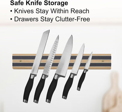 Kitchen Magnetic Knife Holder and Tool Storage Bar, Wood, 12-Inches, 12 inch