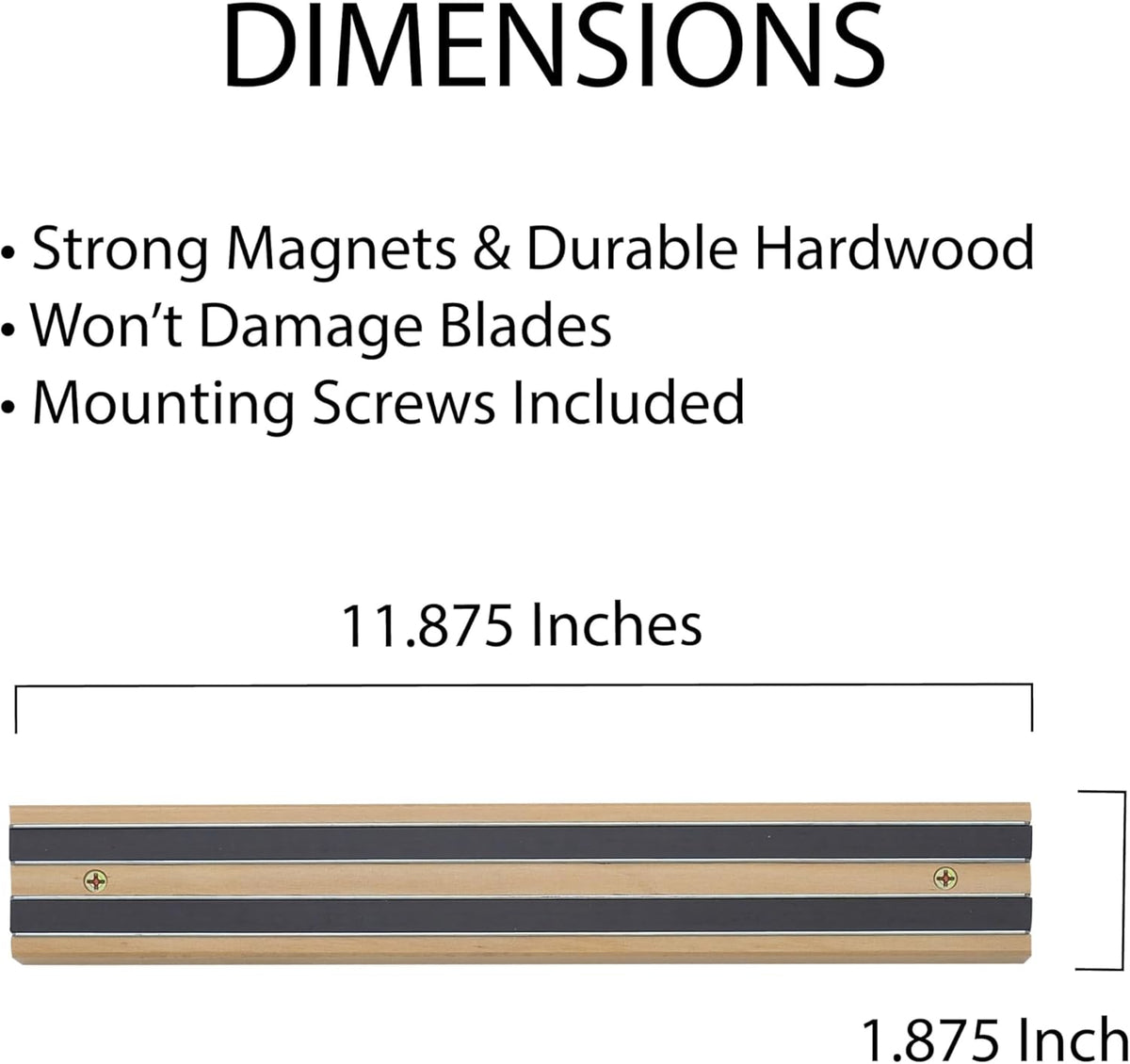 Kitchen Magnetic Knife Holder and Tool Storage Bar, Wood, 12-Inches, 12 inch