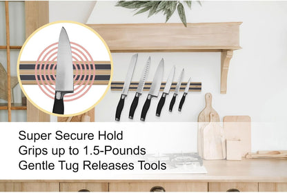 Kitchen Magnetic Knife Holder and Tool Storage Bar, Wood, 12-Inches, 12 inch