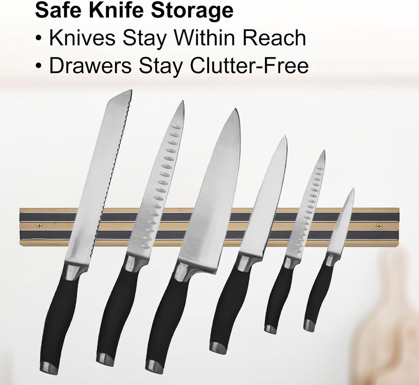 Kitchen Magnetic Knife Holder and Tool Storage Bar, Wood, 12-Inches, 12 inch